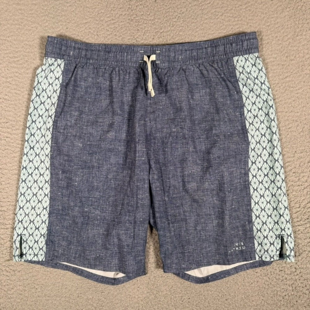 Travis Mathew Shorts Mens Large Blue Elastic Waist Drawstring Swim Surf Pockets